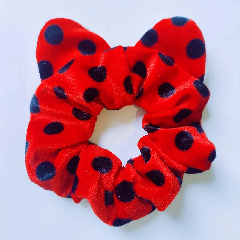 Cat Ears Large Scrunchies Leopard Print Solid Hair Ties Polka Dot Rubber Bands