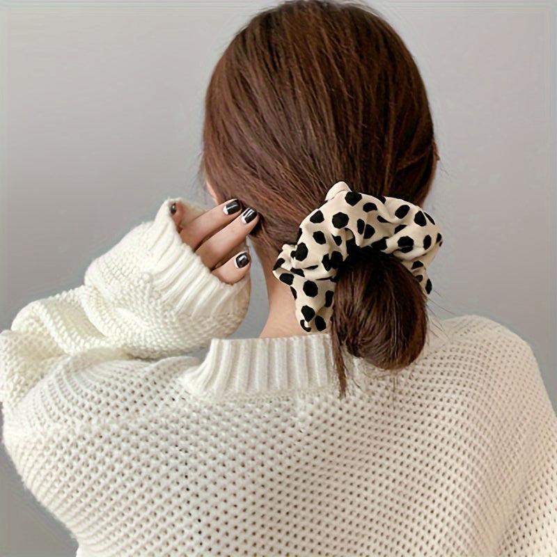 Cat Ears Large Scrunchies Leopard Print Solid Hair Ties Polka Dot Rubber Bands