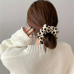 Cat Ears Large Scrunchies Leopard Print Solid Hair Ties Polka Dot Rubber Bands