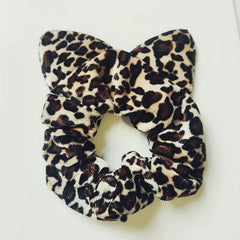 Cat Ears Large Scrunchies Leopard Print Solid Hair Ties Polka Dot Rubber Bands