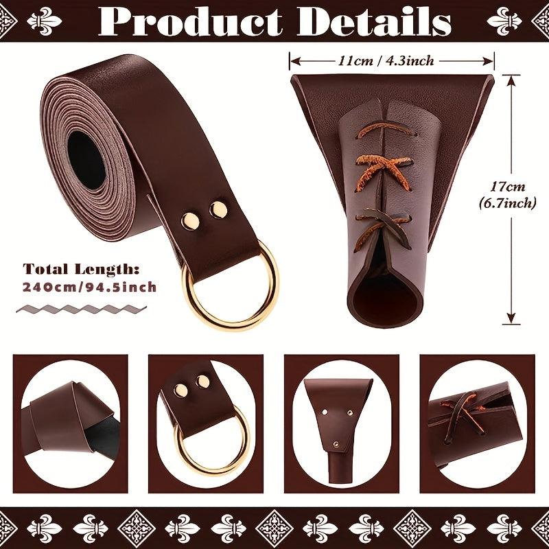 2pcs Medieval PU Leather Sword Waistband Warrior Pirate Cosplay