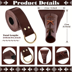 2pcs Medieval PU Leather Sword Waistband Warrior Pirate Cosplay
