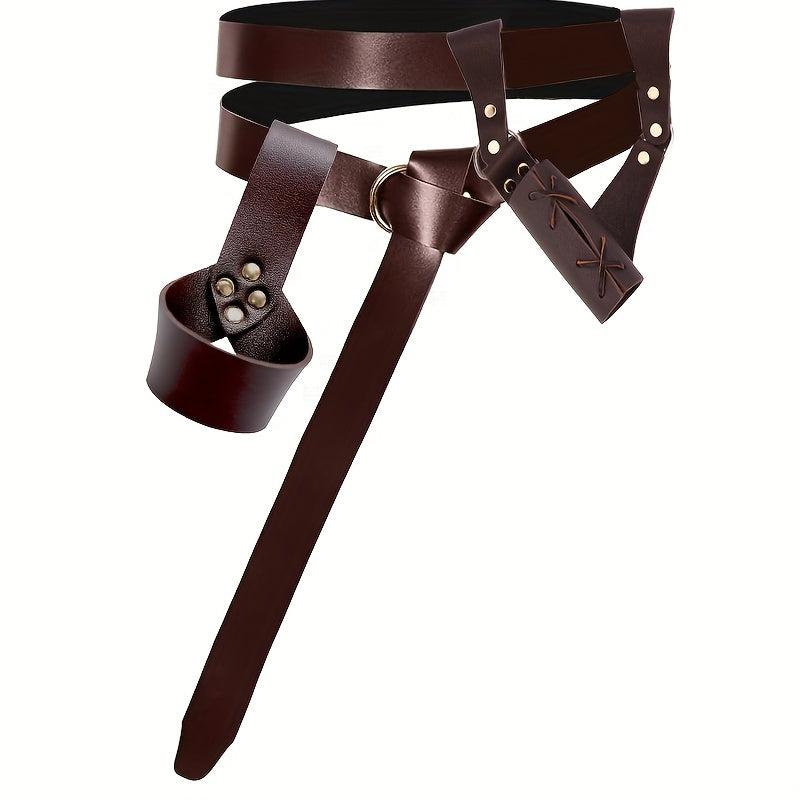 2pcs Medieval PU Leather Sword Waistband Warrior Pirate Cosplay
