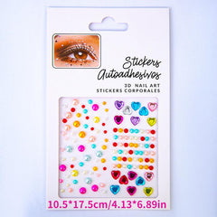 Heart Rhinestone Stickers Faux Pearl Gemstone DIY Makeup Stickers