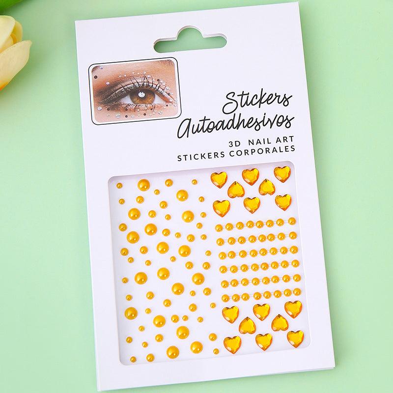 Heart Rhinestone Stickers Faux Pearl Gemstone DIY Makeup Stickers