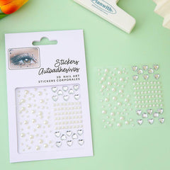 Heart Rhinestone Stickers Faux Pearl Gemstone DIY Makeup Stickers