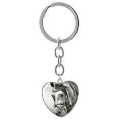 Horse Keychain Glass Gem Stainless Steel Heart Pendant Key Chain