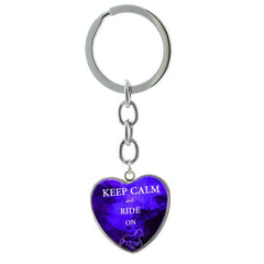 Horse Keychain Glass Gem Stainless Steel Heart Pendant Key Chain