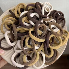 50pcs Coffe Brown Rubber Band Ponytail Hair Tie