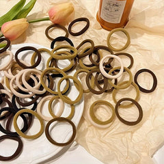 50pcs Coffe Brown Rubber Band Ponytail Hair Tie