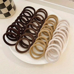 50pcs Coffe Brown Rubber Band Ponytail Hair Tie