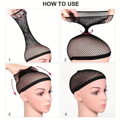 2pcs Mesh Wig Cap For Women Elastic Open End Cap For Long And Short Hair
