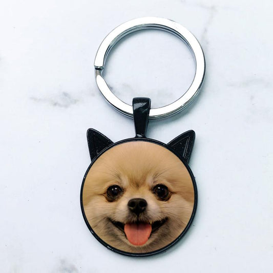 Pomeranian Dog Keychain Ear Shaped Pendant Schnauzer Keyring Key Chain