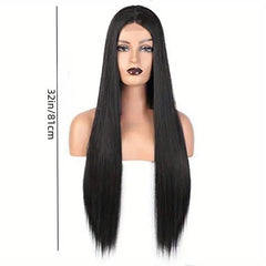 Long Straight Synthetic Wig Middle Part Heat Resistant Fiber Daily Party Use