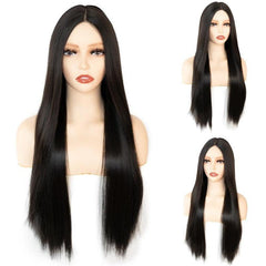 Long Straight Synthetic Wig Middle Part Heat Resistant Fiber Daily Party Use