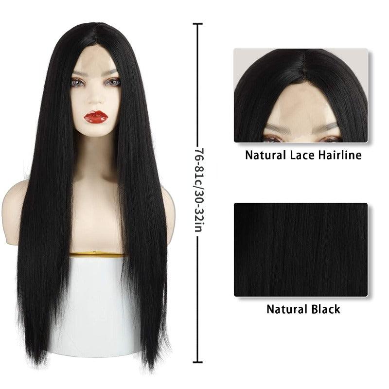 Long Straight Synthetic Wig Middle Part Heat Resistant Fiber Daily Party Use