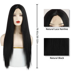 Long Straight Synthetic Wig Middle Part Heat Resistant Fiber Daily Party Use