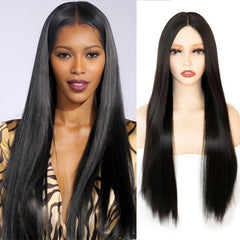 Long Straight Synthetic Wig Middle Part Heat Resistant Fiber Daily Party Use