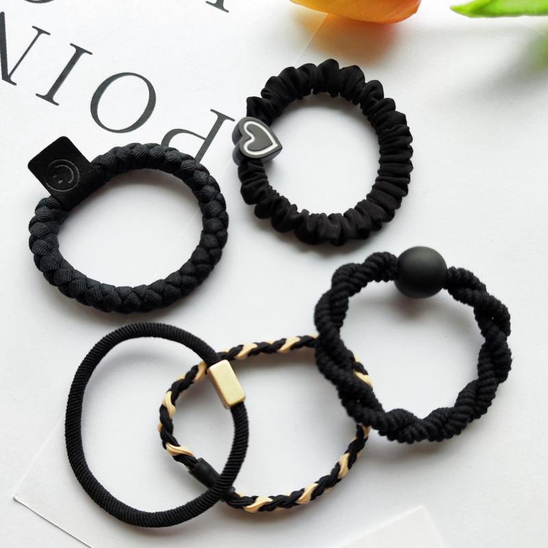 5pcs Mixed Hair Elastic Hair Ties Girl Hair Bands