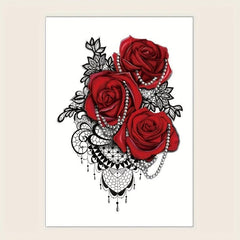 Bright Rose Pattern Temporary Tattoo Stickers Waterproof Lasts 2-5 Days