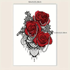 Bright Rose Pattern Temporary Tattoo Stickers Waterproof Lasts 2-5 Days