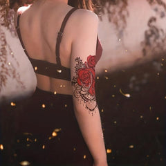 Bright Rose Pattern Temporary Tattoo Stickers Waterproof Lasts 2-5 Days
