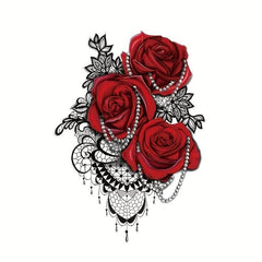 Bright Rose Pattern Temporary Tattoo Stickers Waterproof Lasts 2-5 Days