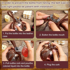 Medieval Knight Belt Wizard Potion Glass Faux Leather Belt