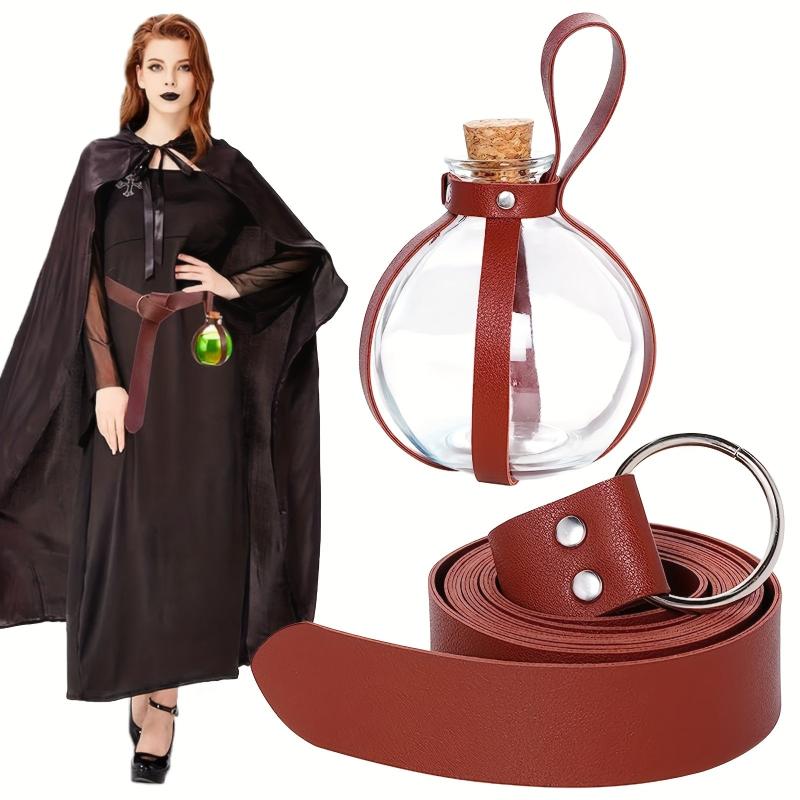 Medieval Knight Belt Wizard Potion Glass Faux Leather Belt
