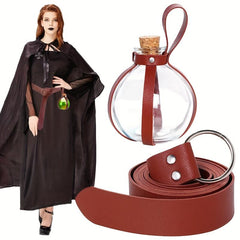 Medieval Knight Belt Wizard Potion Glass Faux Leather Belt