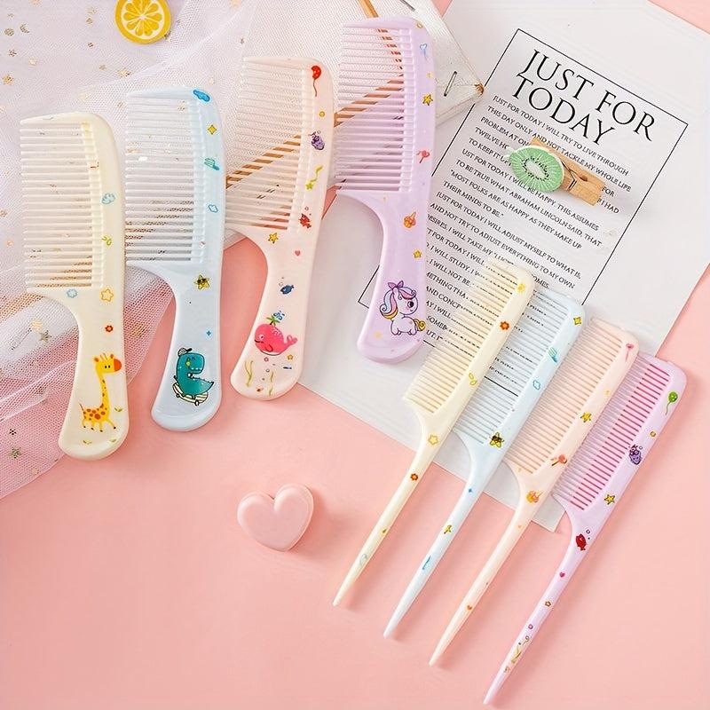 Mini Cartoon Hair Comb Set Animal Pattern Portable Comb