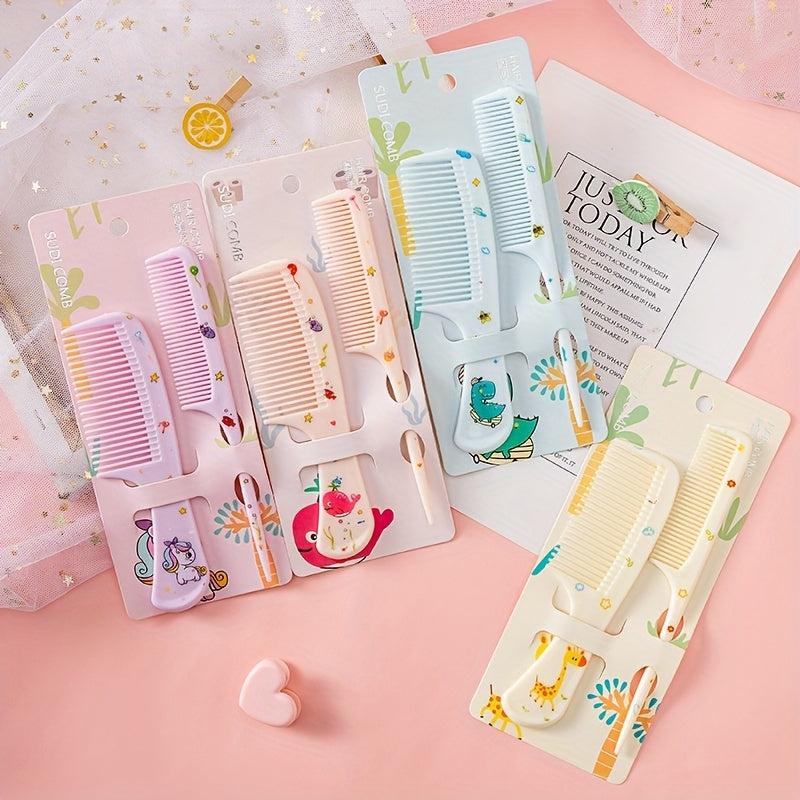 Mini Cartoon Hair Comb Set Animal Pattern Portable Comb