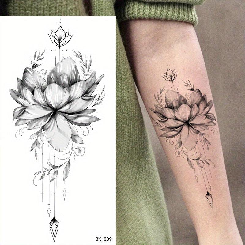 Blooming Peony Temporary Tattoo Sticker Waterproof Body Art