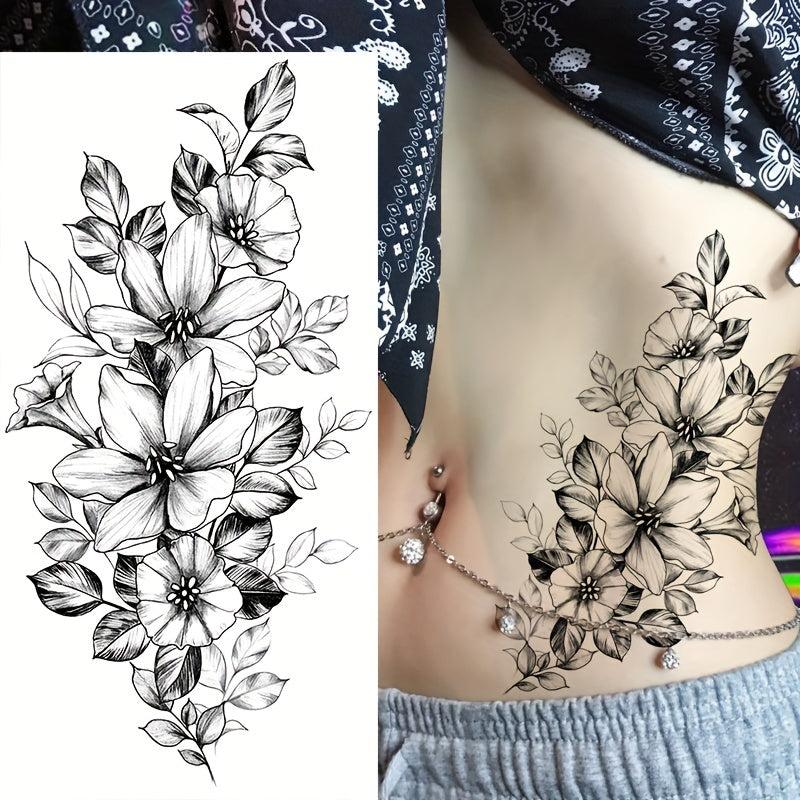 Blooming Peony Temporary Tattoo Sticker Waterproof Body Art