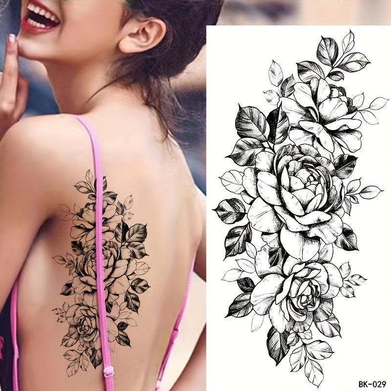 Blooming Peony Temporary Tattoo Sticker Waterproof Body Art