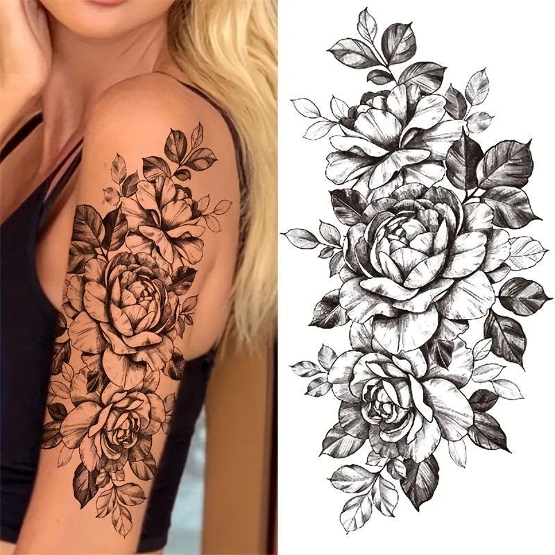 Blooming Peony Temporary Tattoo Sticker Waterproof Body Art