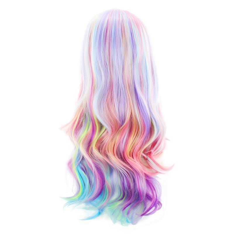 Rainbow Long Curly Wig Heat Resistant Wig For Daily Party Holiday Cosplay Props