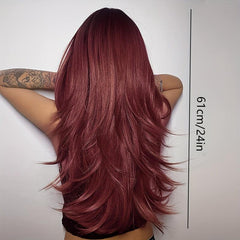 Light Brown Gradient Long Layer Wig Heat Resistant Synthetic Wig