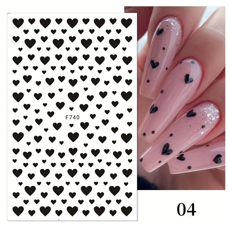 Red 3D Nail Stickers Decals for Manicure