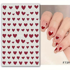 Red 3D Nail Stickers Decals for Manicure