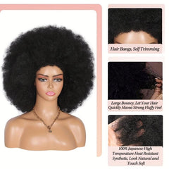 Short Fluffy African Wig Heat Resistant Synthetic Unisex Anime Fancy Funny Wig