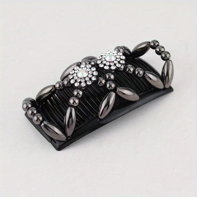Women's Double Side Beaded Hair Comb Barrette for Hairstyles