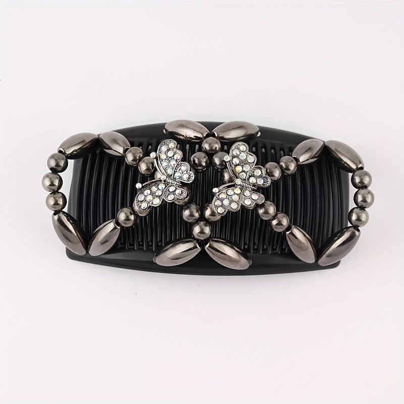 Women's Double Side Beaded Hair Comb Barrette for Hairstyles