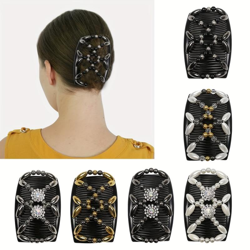 Women's Double Side Beaded Hair Comb Barrette for Hairstyles