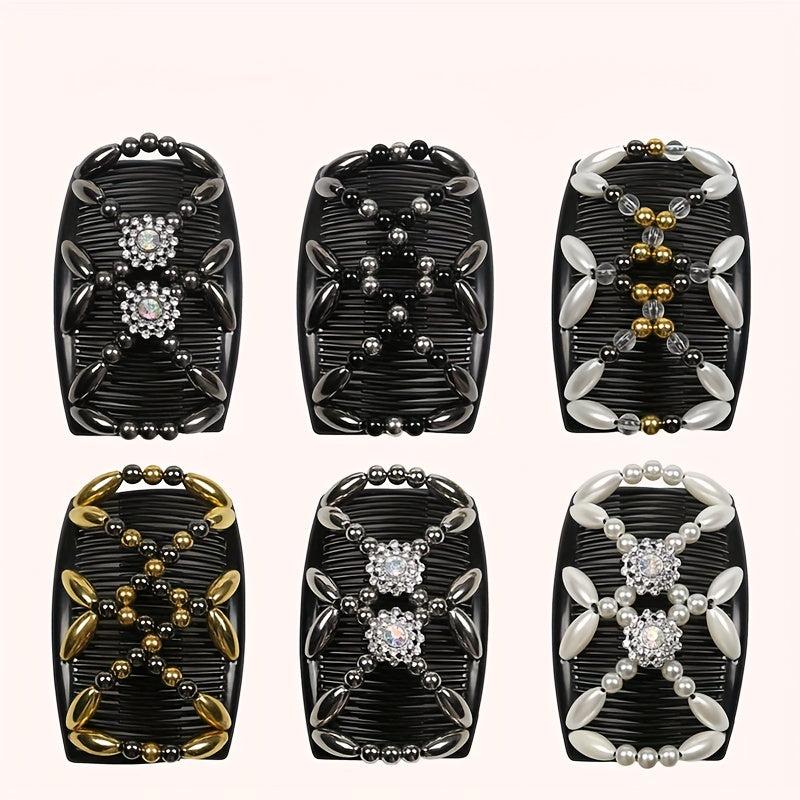 Women's Double Side Beaded Hair Comb Barrette for Hairstyles