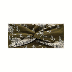 Vintage Flower Pattern Headband Elastic Non slip Wide Hairband for Women