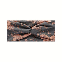 Vintage Flower Pattern Headband Elastic Non slip Wide Hairband for Women