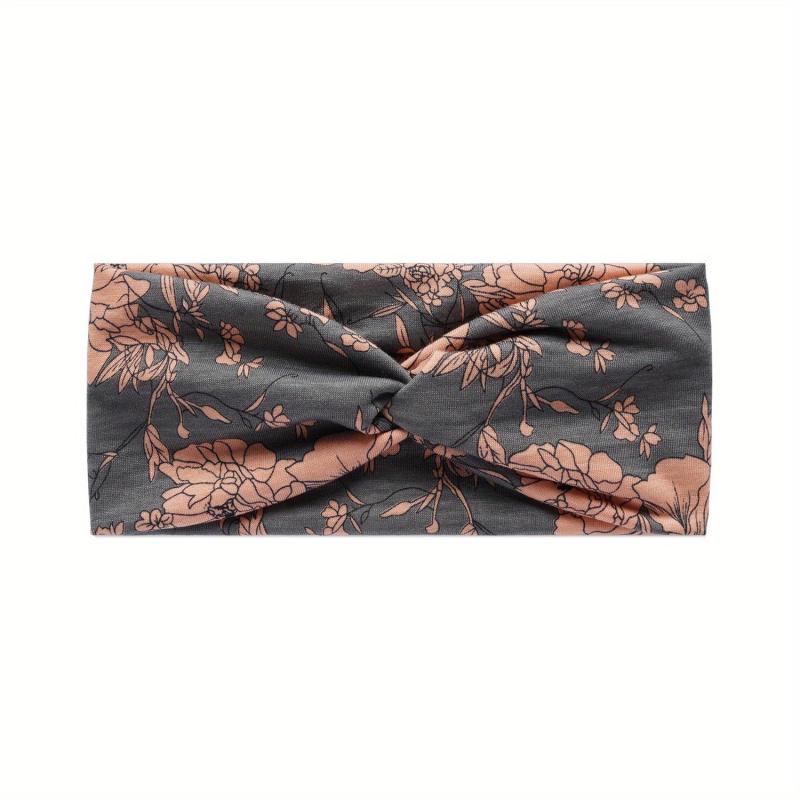 Vintage Flower Pattern Headband Elastic Non slip Wide Hairband for Women