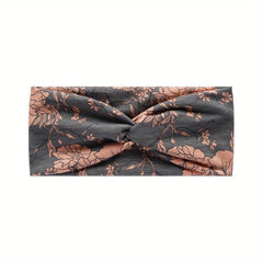 Vintage Flower Pattern Headband Elastic Non slip Wide Hairband for Women