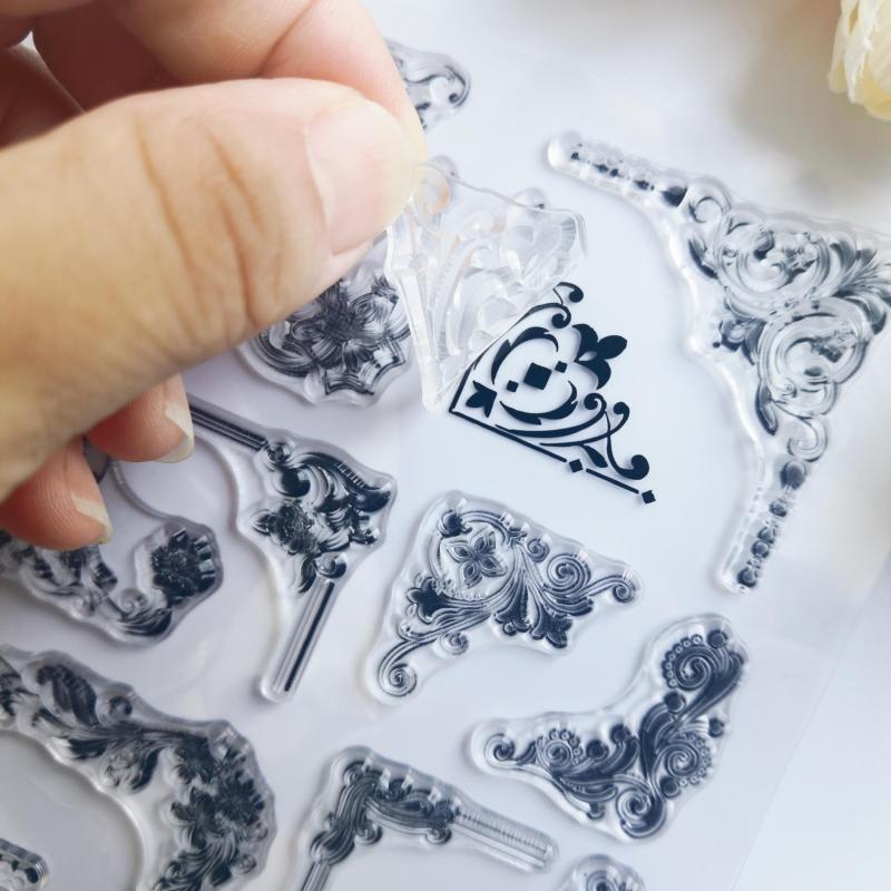 Square Flower Border Cartoon Stamp for DIY Scrapbook Album